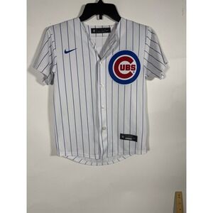 Nike Chicago Cubs Pinstripe Baseball Jersey Kids Small 8 Gioia 5 White Blue